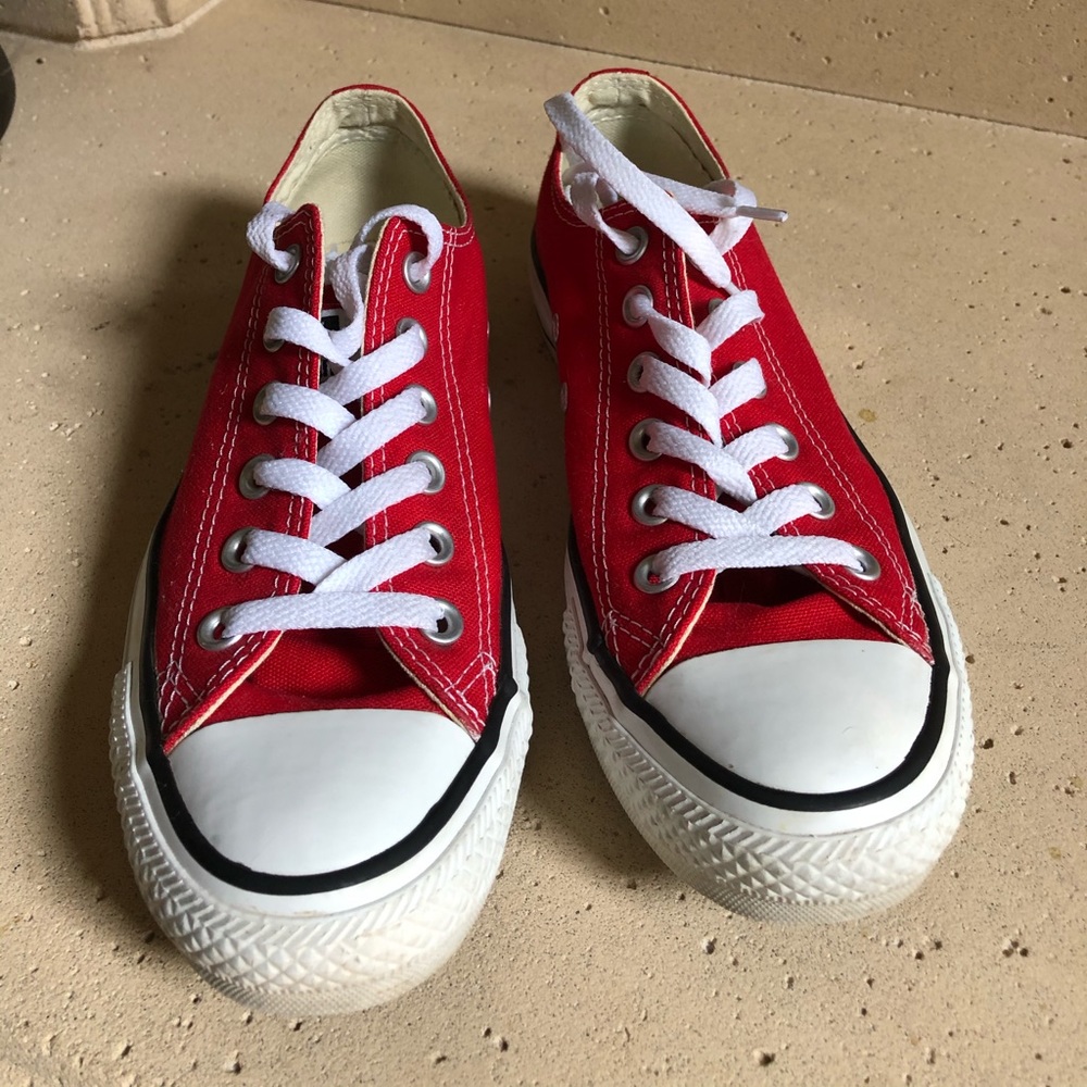 Red Converse kick around shoes
